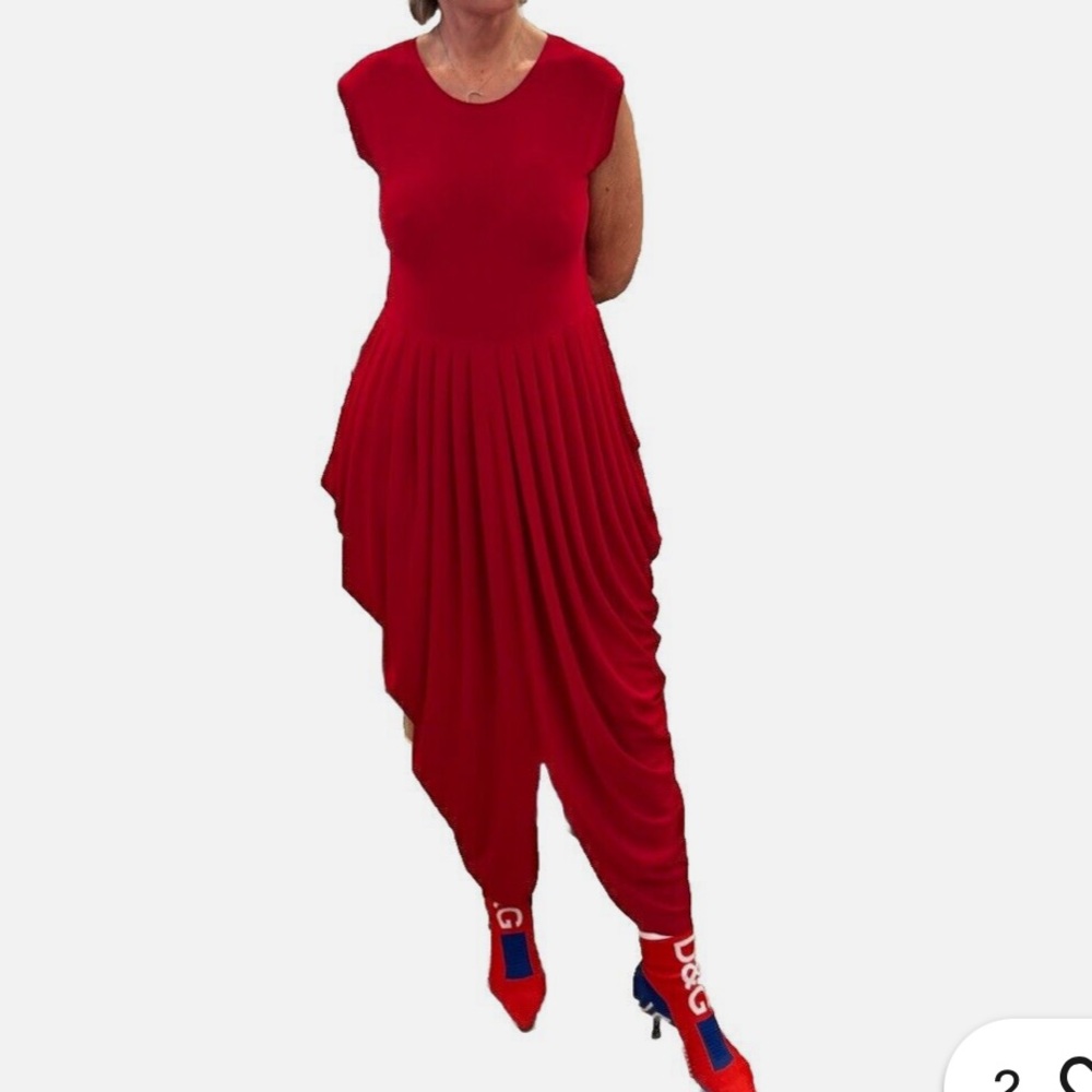 Norma Kamali Red Maxi Dress Formal Evening Wedding Guest